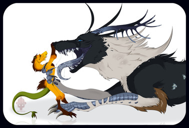 ambiguous_gender anthro arm_grab bodily_fluids bright_colors claws drooling duo feral flower fur leaf mouth_shot open_mouth oral_vore pawpads plant quills_(anatomy) saliva size_difference stinger stinger_tail sunflower tail teeth vore nenhae mythology dragon furred_dragon furred_scalie hybrid mammal monster mythological_creature mythological_scalie porcupine reptile rodent scalie snake absurd_res hi_res