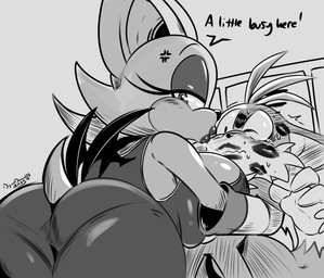 anthro bat_wings big_breasts big_butt big_ears black_nose blush blush_lines bodily_fluids breasts butt cheek_tuft countershading cross-popping_vein eyelashes facial_tuft female fur hair head_tuft kiss_mark kissing looking_at_viewer male membrane_(anatomy) membranous_wings narrowed_eyes pupils rear_view saliva saliva_string short_hair short_tail tail text tuft wings conditional_dnp digitaldomain123 sega sonic_the_hedgehog_(series) miles_prower rouge_the_bat bat canid canine fox mammal 2025 absurd_res artist_name hi_res monochrome signature sketch