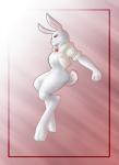 anthro border bottomless clothed clothing collar feet female fur gradient_background open_clothing open_shirt open_topwear pose shirt simple_background solo topwear white_body white_fur vaporeon249 bloody_roar konami alice_the_rabbit lagomorph leporid mammal rabbit digital_media_(artwork)