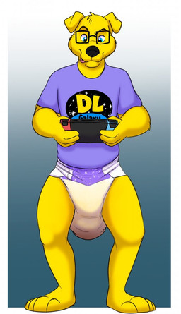 anthro big_diaper bodily_fluids clothed clothing diaper feces front_view genital_fluids male simple_background soiled soiled_diaper soiling solo unclean_diaper urine used_diaper wearing_diaper wet_diaper baltnwolf canid canine canis domestic_dog mammal digital_media_(artwork) hi_res