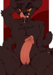 anthro balls black_body black_fur bodily_fluids erection fur genital_fluids genitals looking_at_viewer male melanistic nude penis precum seductive solo tongue tongue_out buttsteak konigpanther felid jaguar mammal pantherine digital_media_(artwork) shaded