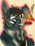 anthro cigar clothing eyewear looking_at_viewer male necktie solo sunglasses boneitis videogamedunkey dunkey_(video_game_dunkey) asinus donkey equid equine mammal 2021 signature