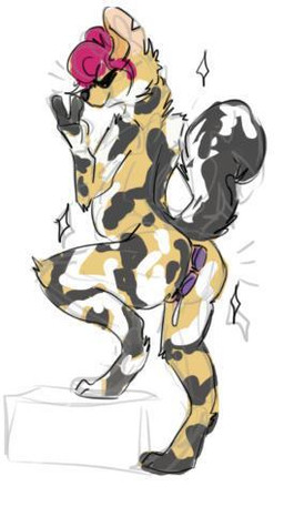 anal anal_penetration anthro butt buttplug buttplug_in_ass buttplug_insertion dildo dildo_in_vagina dildo_insertion double_penetration eyewear female fur genitals hair multicolored_body multicolored_fur notched_ear nude object_in_ass penetration pink_hair plug_(sex_toy) plug_insertion raised_tail sex_toy sex_toy_in_ass sex_toy_in_vagina sex_toy_insertion simple_background solo sparkles standing sunglasses tail vaginal vaginal_penetration vulva white_background unknown_artist mammal unknown_species low_res