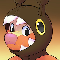 antennae_(anatomy) anthro gradient_background looking_at_viewer male plushie seam_(sewing) sharp_teeth simple_background smile solo stitch_(sewing) teeth yellow_sclera rindeadsong nintendo pokemon ax&l_(crowbrainer) animate_inanimate farigiraf generation_2_pokemon generation_9_pokemon girafarig giraffe giraffid hybrid_pokemon living_plushie mammal pokemon_(species) 1:1 headshot_portrait icon portrait