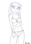 accessory anthro bra breasts clothing female hair_accessory looking_at_viewer navel panties simple_background smile solo underwear crytlight outfit_7 talking_tom_and_friends talking_angela domestic_cat felid feline felis mammal hi_res monochrome sketch