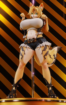anthro big_breasts boots breasts clothing female footwear green_eyes high_heeled_boots high_heels huge_breasts inner_ear_fluff paw_pose pole pose pupils shoes slit_pupils solo standing stripper_pole tail thick_thighs tuft wide_hips floppyhuman valorlynz_(modeler) mihoyo zenless_zone_zero pulchra_fellini felid feline mammal thiren 3d_(artwork) 5:8 absurd_res digital_media_(artwork) hi_res