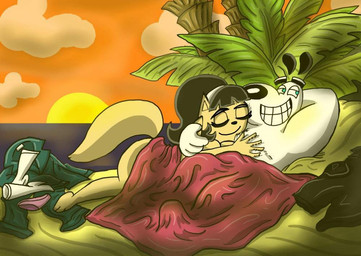 after_sex anthro beach bedding black_hair blanket breasts clothing duo eyes_closed female fur hair interspecies looking_pleasured love lying male male/female nude on_back on_front romantic romantic_couple seaside sunset tan_body tan_fur tasteful_nudity white_body white_fur shinragod nickelodeon t.u.f.f._puppy dudley_puppy kitty_katswell canid canine canis domestic_cat domestic_dog felid feline felis mammal 2012