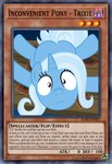 blue_body blue_hair blue_tail female feral furniture hair horn looking_at_viewer multicolored_hair purple_eyes solo table tail text two_tone_hair two_tone_tail yu-gi-oh_card badumsquish friendship_is_magic hasbro my_little_pony mythology trixie_(mlp) equid equine mammal mythological_creature mythological_equine unicorn english_text