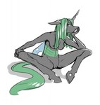 anthro anthrofied breasts brooding female genitals green_hair hair hole_(anatomy) innie_pussy looking_away nipples nude pussy simple_background sitting solo spread_legs spreading white_background double-zr-tap friendship_is_magic hasbro my_little_pony queen_chrysalis_(mlp) arthropod changeling hi_res