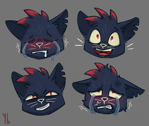 blush bodily_fluids bruised clenched_teeth crying ears_back eyes_closed female grey_background looking_at_viewer looking_pleasured open_mouth pain pivoted_ears red_eyes saliva shaking simple_background smile solo tears tears_of_pain tears_of_pleasure teeth trembling whiskers yaldabroth night_in_the_woods mae_borowski domestic_cat felid feline felis mammal expression_sheet hi_res
