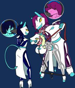 anthro bdsm bodily_fluids bondage bottomwear bound clothing cock_gag collar female footwear gag group hands_behind_back high_heels latex latex_clothing latex_skinsuit leash loincloth machine male restraints reverse_prayer shoes skinsuit spreader_bar sweat tight_clothing trio shennanigma deltarune undertale_(series) kris_dreemurr noelle_holiday rookie_(deltarune) susie_(deltarune) human mammal robot alpha_channel hi_res