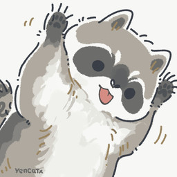biped black_eyes black_nose chibi dot_eyes feral grey_body simple_background simple_eyes solo tongue tongue_out white_body yencatx mammal procyonid raccoon 1:1 2022