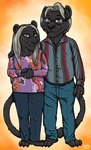 aged_up anthro black_body black_fur blue_eyes duo eyewear female fur glasses grey_hair hair male purple_eyes white_hair ziegelzeig mr_velvetpaw_(shevron) mrs_velvetpaw_(shevron) felid mammal pantherine 2023 hi_res