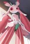 anthro bottomwear breasts clothing female looking_down pants pattern_bottomwear pattern_clothing pattern_pants pink_clothing small_breasts solo striped_bottomwear striped_clothing striped_pants stripes worried unknown_artist nintendo pokemon generation_7_pokemon lurantis pokemon_(species) hi_res