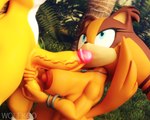 ball_grab balls breasts duo erection exposed_breasts fellatio female genitals looking_pleasured looking_up male male/female nude nude_female nude_male oral outside penile penis pulling_balls sex tail wolfkoo sega sonic_boom sonic_the_hedgehog_(series) miles_prower sticks_the_jungle_badger badger canid canine fox humanoid mammal mustelid musteline 3d_(artwork) digital_media_(artwork) hi_res