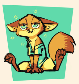 anthro barefoot biped border clothed clothing cute_fangs dipstick_tail drunk fangs feet gloves_(marking) green_background green_eyes looking_at_viewer male markings multicolored_tail off_shoulder open_clothing open_shirt open_topwear shirt simple_background sitting smile solo substance_intoxication tail tail_markings teeth topwear white_border fuel_(artist) disney zootopia nick_wilde canid canine fox mammal red_fox true_fox 2018