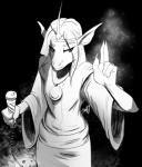 anthro biped cleric clothed clothing crown eyebrows fully_clothed galaxy hair headgear jewelry magic magic_user necklace religion simple_background solo standing star skully european_mythology mythology tasla_venhyle dragon mythological_creature mythological_scalie scalie western_dragon wyvern digital_media_(artwork) hi_res monochrome