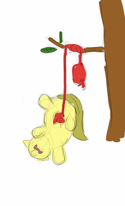 ambiguous_feral ambiguous_gender bound disembowelment featureless_crotch feral fur gore guts helpless intestines leaf open_mouth organs pain plant simple_background solo suffering suspension tail tree upside_down white_background wounded yellow_body yellow_fur yellow_tail young young_ambiguous young_feral carpdime fluffy_pony fluffy_pony_(species) mammal 2014 guide_lines hi_res