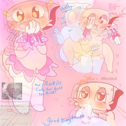 accessory anal big_breasts big_penis blush bottomwear breasts butt chest_tuft clothing dialogue fangs fellatio femboy feminization footwear genitals gloves gynomorph gynomorph/male handwear intersex intersex/male knot male nipples oral overweight overweight_gynomorph overweight_intersex penetration penile penis praise pubes sex sitting sitting_on_another size_difference skirt slightly_chubby small_penis smaller_male smaller_penetrated socks submissive submissive_male surprised tail tail_motion tailwag teeth text tuft fossildusk blushcrunch_studio dandy's_world roblox shelly_(dandy's_world) tisha_(dandy's_world) 1:1 english_text hi_res trans_(lore) trans_woman_(lore)