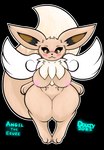 2022 alpha_channel angel_the_eevee anthro big_breasts breasts brown_body brown_fur canid canine digital_media_(artwork) eevee female fur generation_1_pokemon genitals hi_res looking_at_viewer mammal nintendo nude pokemon pokemon_(species) pussy short_stack simple_background sleepyheadjolteon solo thick_thighs tuft wide_hips wings