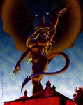 anthro building fangs female hair long_hair long_tail looking_away macro night ominous plant raised_hand solo spread_wings tail teeth tongue tongue_out tree wings kolt bat demon mammal 1998 colored digital_drawing_(artwork) digital_media_(artwork) digital_painting_(artwork)