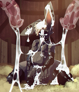 5_fingers abs animal_genitalia animal_penis anthro athletic athletic_anthro athletic_male athletic_sub balls barbell_piercing barn belly big_balls big_belly big_ears biped black_body black_claws black_fur blonde_hair blue_eyes bodily_fluids buckteeth bukkake cheek_tuft claws clothing collar crotch_tuft cum cum_covered cum_drip cum_everywhere cum_from_nose cum_in_hair cum_in_mouth cum_in_nose cum_inflation cum_inside cum_on_arm cum_on_balls cum_on_belly cum_on_body cum_on_ear cum_on_face cum_on_ground cum_on_head cum_on_leg cum_on_penis cum_string disembodied_penis dripping ear_piercing equine_genitalia equine_penis facial_tuft fence fingers flared_penis fur gauged_ear genital_fluids genitals gloves group hair half-closed_eyes half-erect handwear hay huge_balls humanoid_genitalia humanoid_penis inflation inner_ear_fluff inside internal_wall latex latex_clothing latex_gloves latex_handwear latex_legwear latex_stockings legwear light male male/male medial_ring messy mostly_nude narrowed_eyes navel nipple_barbell nipple_piercing nipples on_ground penis piercing pink_inner_ear pink_penis sitting solo_focus spread_legs spreading stockings studded_collar studs submissive submissive_anthro submissive_male sunlight teeth thigh_highs tongue tongue_out tongue_piercing tongue_stud trio tuft vein veiny_penis wall_(structure) wariza wood wood_fence wood_wall ponpuramu lagomorph leporid mammal rabbit 2021 hi_res