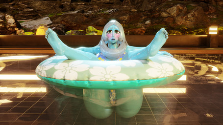 big_butt blush butt butt_focus clothed clothing embarrassed feet female not_furry pool pool_float solo stuck swimwear strikefrommidnight samzan_(modeler) cartoon_network steven_universe blue_diamond_(steven_universe) gem_(species) human mammal 16:9 4k absurd_res hi_res huge_filesize widescreen