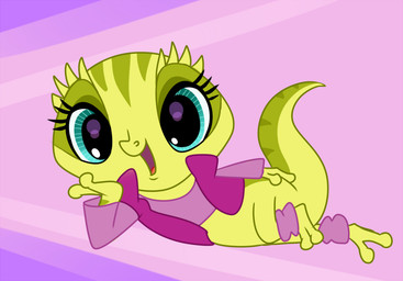 anthro bottomless clothed clothing female green_body hand_on_head hand_on_hip leg_warmers legwear long_sleeve_shirt lying on_side open_mouth puffy_vest solo teal_eyes tongue madmax hasbro littlest_pet_shop littlest_pet_shop_(2012) lemonface_(lps) lizard reptile scalie 2013