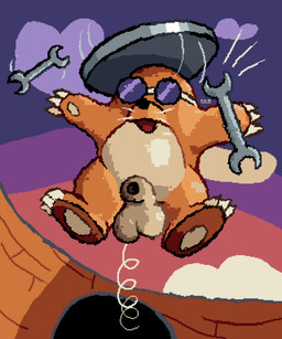 action_pose animal_genitalia anthro balls biped brown_body brown_fur claws clothed clothing cloud cloudy_sky dusk eyewear fur genitals goggles jumping male male_anthro manhole manhole_cover midair mostly_nude open_mouth partially_clothed pose sheath sky solo tan_balls tan_body tan_fur tools whiskers wrench cilokyne mario_bros nintendo rocky_wrench 5:6 digital_media_(artwork) hi_res pixel_(artwork)