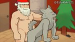 5_fingers anal anal_penetration bathroom beard belly biceps canine_tail christmas_clothing christmas_decorations christmas_headwear clothing duo ears_up facial_hair fingers fur grey_body grey_fur hair half-closed_eyes hat headgear headwear holidays kemono male male/male mature_male moobs muscular narrowed_eyes nipples overweight overweight_male pecs penetration santa_hat smile tail white_hair edukart21 christmas anon santa_claus canid canine human mammal 16:9 animated short_playtime widescreen