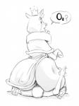 anthro big_butt blush butt butt_slap cape clothing crown duo facesitting female headgear huge_butt interspecies male mature_anthro mature_female queen royalty sitting_on_another slap spanking speech_bubble dbaru el_arca queen_oriana felid human lion mammal pantherine 3:4 black_and_white monochrome