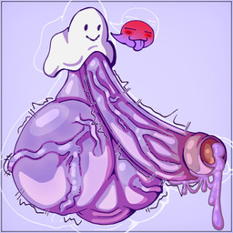 anthro balls bedsheet_ghost big_balls big_penis blush bodily_fluids colored_cum cum foreskin genital_fluids genitals glans glistening glistening_balls glistening_genitalia glistening_penis huge_balls huge_penis humanoid_genitalia humanoid_penis hyper hyper_balls hyper_genitalia hyper_penis leaking_cum male penis purple_cum scrotum_flap shaking small_but_hung smile smiley_face solo tongue tongue_out trembling unusual_bodily_fluids unusual_cum unusual_genital_fluids vein veiny_balls veiny_penis helloimfurry sadogeist_(saddlecat) ghost spirit 1:1 hi_res