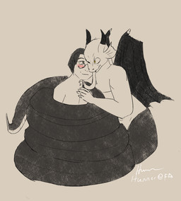 apode bodily_fluids coiling legless male male_human nuzzling saliva serpentine tongue wrapped hunner draconcopode human mammal naga absurd_res hi_res
