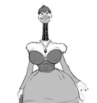 anthro big_breasts breasts clothing dress female jewelry long_neck necklace nipple_outline nipples non-mammal_breasts non-mammal_nipples pixie_cut purse smile solo wide_hips herculesart avian bird ostrich ratite hi_res