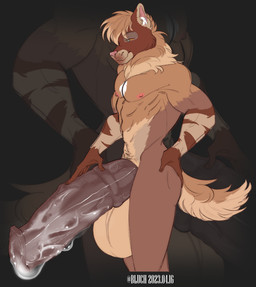 animal_genitalia animal_penis anthro balls big_balls big_penis bodily_fluids brown_body brown_fur brown_hair cum cum_on_penis equine_genitalia equine_penis femboy fur genital_fluids genitals hair hand_on_hip hand_on_penis huge_balls huge_penis hyper hyper_balls hyper_genitalia hyper_penis looking_at_viewer male medial_ring mismatched_animal_penis mismatched_genitalia mismatched_penis penis solo standing vein veiny_penis yellow_eyes bluch_(artist) dante_hyena hyena mammal striped_hyena 2023 digital_drawing_(artwork) digital_media_(artwork) hi_res