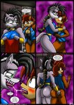 2022 5_fingers anthro archie_comics armor berty-j-a big_breasts black_clothing black_hair black_leotard blue_clothing blue_eyes blue_leotard blue_topwear blue_vest blush bodily_fluids breast_squish breasts brown_body brown_fur brown_hair butt butt_grab canid canine canis cheek_tuft chipmunk cleavage clothed clothing comic dialogue duo english_text eye_contact facial_tuft female female/female fingers fur green_eyes grey_body grey_fur ground_squirrel hair hand_on_butt hi_res kissing leotard long_hair looking_at_another lupe_the_wolf mammal nipple_outline open_mouth rodent saliva saliva_string sally_acorn sciurid sega sharp_teeth size_difference sonic_the_hedgehog_(archie) sonic_the_hedgehog_(comics) sonic_the_hedgehog_(series) squish teeth text topwear tuft vambrace vest wolf