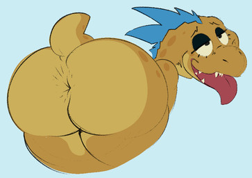 anthro anus anus_only bent_over big_butt bubble_butt butt butt_focus eyeshadow huge_butt makeup male nude rear_view smile solo tongue tongue_out mukihyena halo_(series) microsoft xbox_game_studios kiggy alien kig-yar ruuhtian scalie digital_media_(artwork)