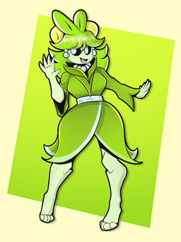 anthro anthrofied black_sclera breasts clothed clothing ear_piercing female gem green_background green_body green_hair hair jewelry looking_at_viewer medium_breasts necklace open_mouth pearl_(gem) pearl_necklace piercing plant pokemorph simple_background smile solo white_eyes j-naz nintendo pokemon amanda_(unfortu-nate) dolliv elemental_creature flora_fauna generation_9_pokemon pokemon_(species) 2024 3:4 digital_media_(artwork) hi_res