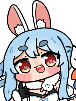 :3 accessory anime_style blue_hair blush braided_hair brown_eyes chibi clothing ear_tuft eyebrows gesture gloves hair hair_accessory hand_gesture handwear looking_at_viewer multicolored_hair neckwarmer open_mouth rabbit_ears scarf simple_background smile smiling_at_viewer solo strapless_clothing teeth thick_eyebrows thumbs_up tuft twintails_(hairstyle) white_background white_clothing white_hair wristband minti hololive vtuber usada_pekora animal_humanoid humanoid lagomorph lagomorph_humanoid leporid_humanoid mammal mammal_humanoid rabbit_humanoid 2025 absurd_res hi_res portrait