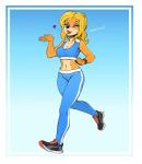 anthro blonde_hair blowing_kiss border bra breasts cleavage clothed clothing eyes_closed eyeshadow female hair heart_symbol makeup midriff navel solo sports_bra text underwear white_border ricksteubens activision crash_bandicoot_(series) crash_team_racing_(series) crash_team_racing_nitro-fueled isabella_bandicoot bandicoot mammal marsupial absurd_res colored hi_res italian_text