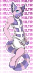 anthro bulge clothed clothing countershade_face countershade_fur countershade_torso countershading femboy fur looking_up male markings multicolored_body multicolored_fur open_mouth pink_body pink_fur pink_tail pose purple_body purple_fur purple_tail simple_background skimpy solo striped_markings striped_tail stripes tail tail_markings text text_background two_tone_body two_tone_fur two_tone_tail white_background muzz the_fifth_element leeloo leemoo lemur mammal primate ring-tailed_lemur strepsirrhine pinup