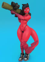 anthro big_butt bikini black_hair blep bottom_heavy bracelet butt clothed clothing female hair jewelry looking_at_viewer micro_bikini necklace ranged_weapon recoilless_rifle red_body rocket_launcher simple_background smile solo swimwear tail thick_thighs tongue tongue_out two-piece_swimsuit weapon weapon_on_shoulder wide_hips conditional_dnp remanedur dayumboai_(modeler) ren_(remanedur) fish marine 2023 3d_(artwork) animated digital_media_(artwork) no_sound short_playtime webm andromorph_(lore) nonbinary_(lore)