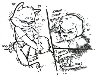 anthro balls balls_deep blush bodily_fluids bottomless breath butt butt_grab clothed clothing dripping duo eyes_closed fellatio genitals grabbing_head hand_on_butt licking looking_pleasured male male/male oral penetration penile penis penis_lick romantic romantic_couple romantic_sex saliva saliva_drip sex shaking shivering sound_effects sweat tail tail_motion tailwag tongue x-ray_view bounceeed bird_dog canid canine canis domestic_dog golden_retriever hunting_dog mammal retriever shiba_inu spitz hi_res