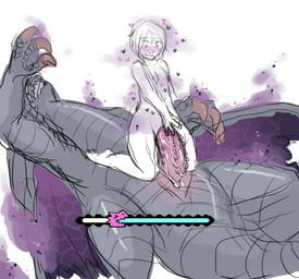 animal_genitalia bestiality black_genital_slit bodily_fluids cloaca cloacal_penis corruption duo erection eyeless female female_on_feral female_on_top female_penetrated feral feral_on_bottom feral_penetrating feral_penetrating_human genital_fluids genitals gui heart_symbol human_on_feral human_on_top human_penetrated interspecies it'll_never_fit larger_male lying male male/female male_on_bottom male_on_human male_penetrating male_penetrating_female membrane_(anatomy) membranous_wings nude on_back on_bottom on_top open_mouth penetration penile penile_penetration penile_spines penis penis_in_vagina pink_penis precum reverse_cowgirl_position sex size_difference smaller_female smaller_penetrated tail tan_vulva tight_fit vaginal vaginal_fluids vaginal_fluids_on_penis vaginal_penetration vulva wings pasteldaemon capcom monster_hunter mythology demi_elder dragon gore_magala human mammal mythological_creature mythological_scalie scalie sketch