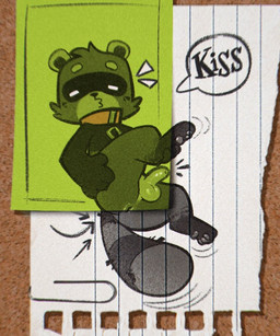 anthro anus collar genitals kissing male penis pink_collar presenting presenting_anus presenting_penis solo text naughty_ferret ferret_(naughty_ferret) domestic_ferret mammal mustelid musteline true_musteline weasel english_text