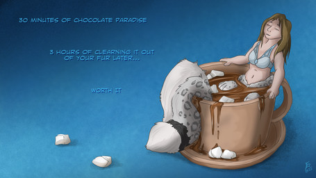 beverage bikini blonde_hair blue_bikini blue_bikini_top blue_clothing blue_swimwear candy chocolate clothing container cup dessert dipstick_tail eyes_closed female fluffy fluffy_tail food hair hot_chocolate markings marshmallow navel solo split_form swimwear tail tail_markings text two-piece_swimsuit flinters syrrus_(jaryn) felid felid_taur mammal mammal_taur pantherine pantherine_taur snow_leopard snow_leopard_taur taur 16:9 2025 english_text hi_res widescreen