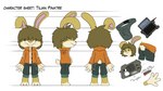 3_toes anthro barefoot covered_eyes fantasy feet fluffy fluffy_tail gun long_ears male ranged_weapon science_fiction solo tail toes toony weapon turkojar tilian_pinatre lagomorph leporid mammal rabbit hi_res model_sheet