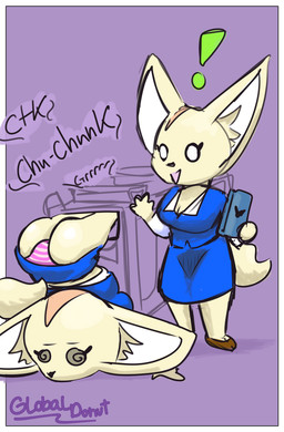 anthro breasts casual_vore clone clothed clothing dress duo electronics female female/female messy office panties phone photocopier selfcest square_crossover surprised text underwear vore workplace globaldonut34 aggretsuko sanrio fenneko canid canine fennec_fox fox mammal true_fox absurd_res comic digital_media_(artwork) english_text hi_res sketch