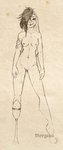 amputee anthro bandage chest_tuft disability female fur hair hair_over_eye long_ears nude one_eye_obstructed prosthetic prosthetic_leg prosthetic_limb running_blade solo standing tuft morgdl colleen_trench lagomorph leporid mammal rabbit hi_res sketch