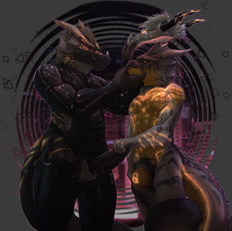 anthro black_body bulge bulge_grab chastity_bulge chastity_device claws clothing dorsal_fin dorsal_frill drone dronification duo ear_fins erection fin frill_(anatomy) genitals gold_body goo_transformation grey_body hand_on_penis harness horn hypnosis hypnotic_eyes latex latex_clothing latex_skinsuit lock_bulge lock_symbol male male/male mask masking mind_control multicolored_body null_bulge null_bulge_squeeze penis prehensile_tail red_eyes ringed_eyes skinsuit spines tail tight_clothing transformation wearing_chastity_device white_body kendryzak mythology negadrake sol_(drgnsol) dragon mythological_creature mythological_scalie scalie 2022 absurd_res hi_res story story_in_description